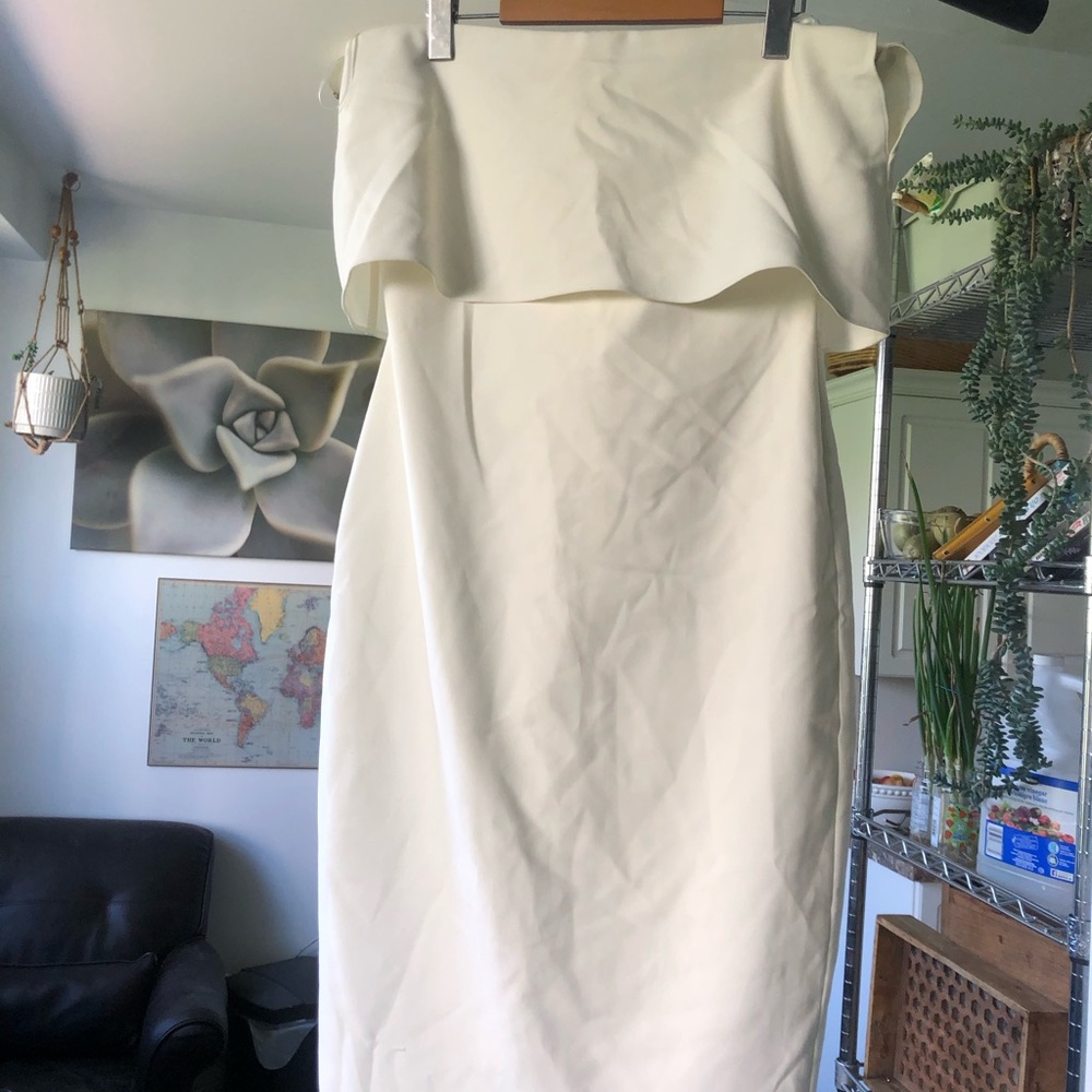 BNWT Likely Cream Strapless Fold-Over Bodycon Dress